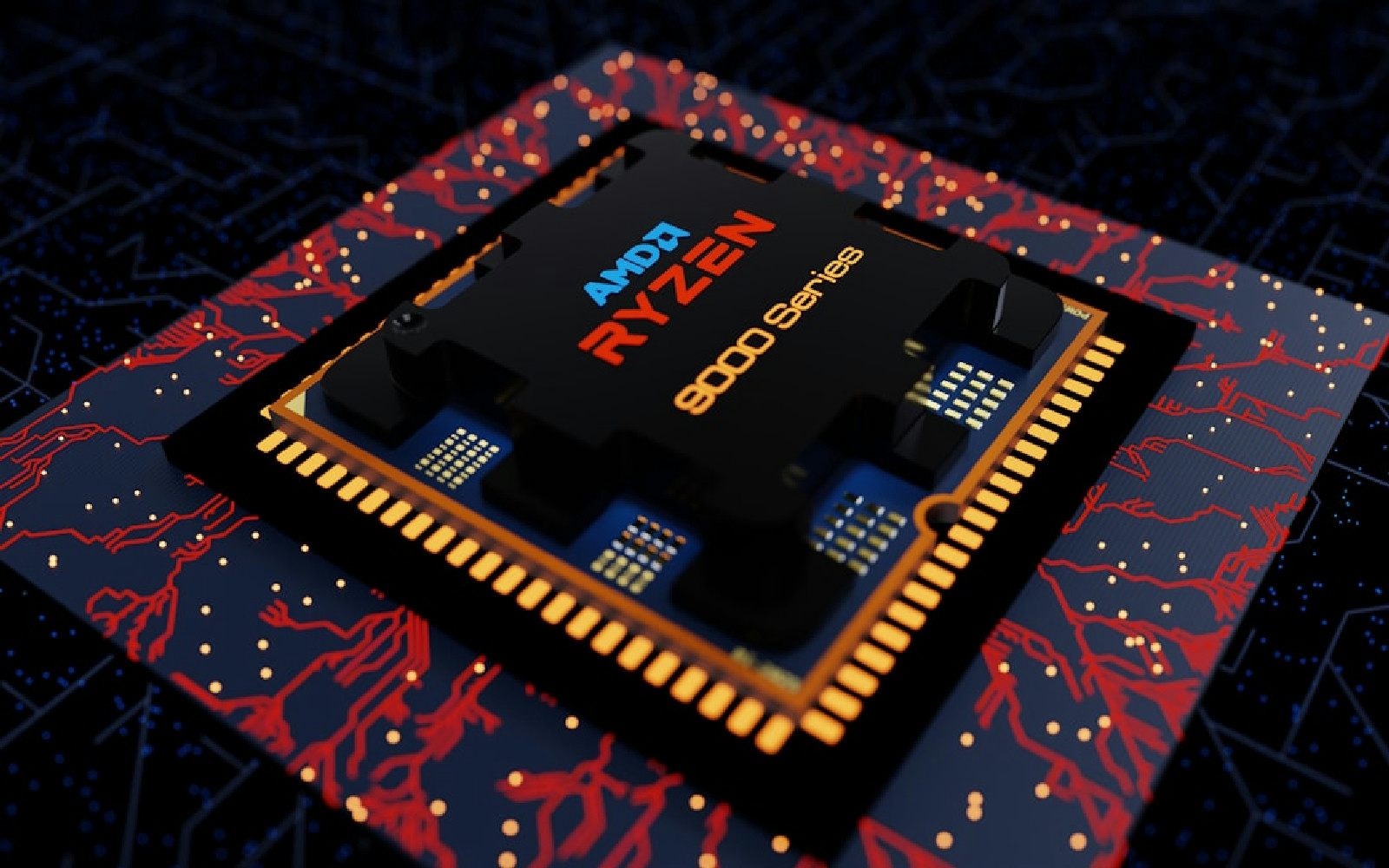 Processador AMD Ryzen em uma placa de circuito