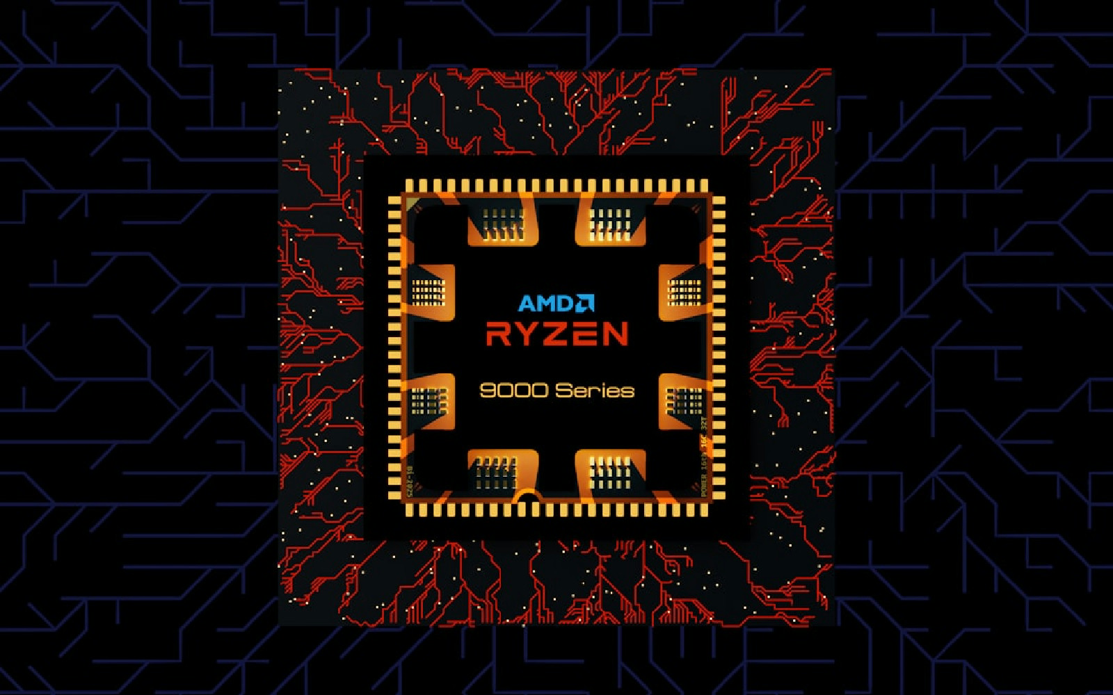 Processador AMD Ryzen série 6000 em placa de circuito