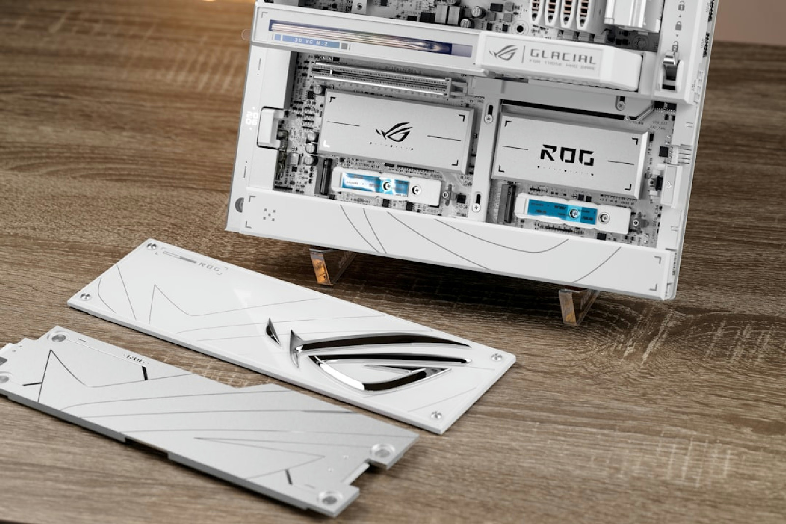 Componentes brancos com logo ROG