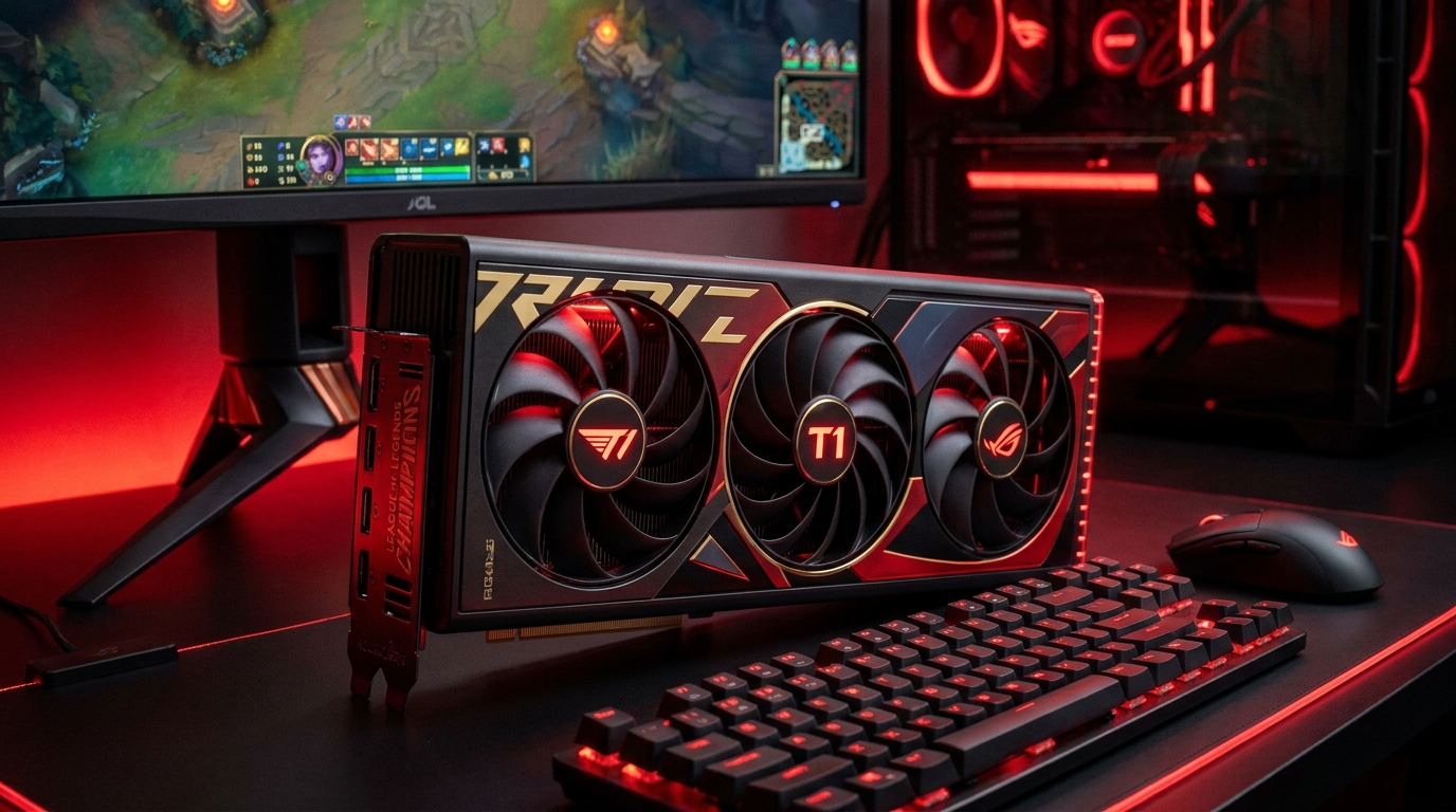 ASUS e T1 lançam placas de vídeo exclusivas RTX 5070 e 5060 Ti para fãs de LoL